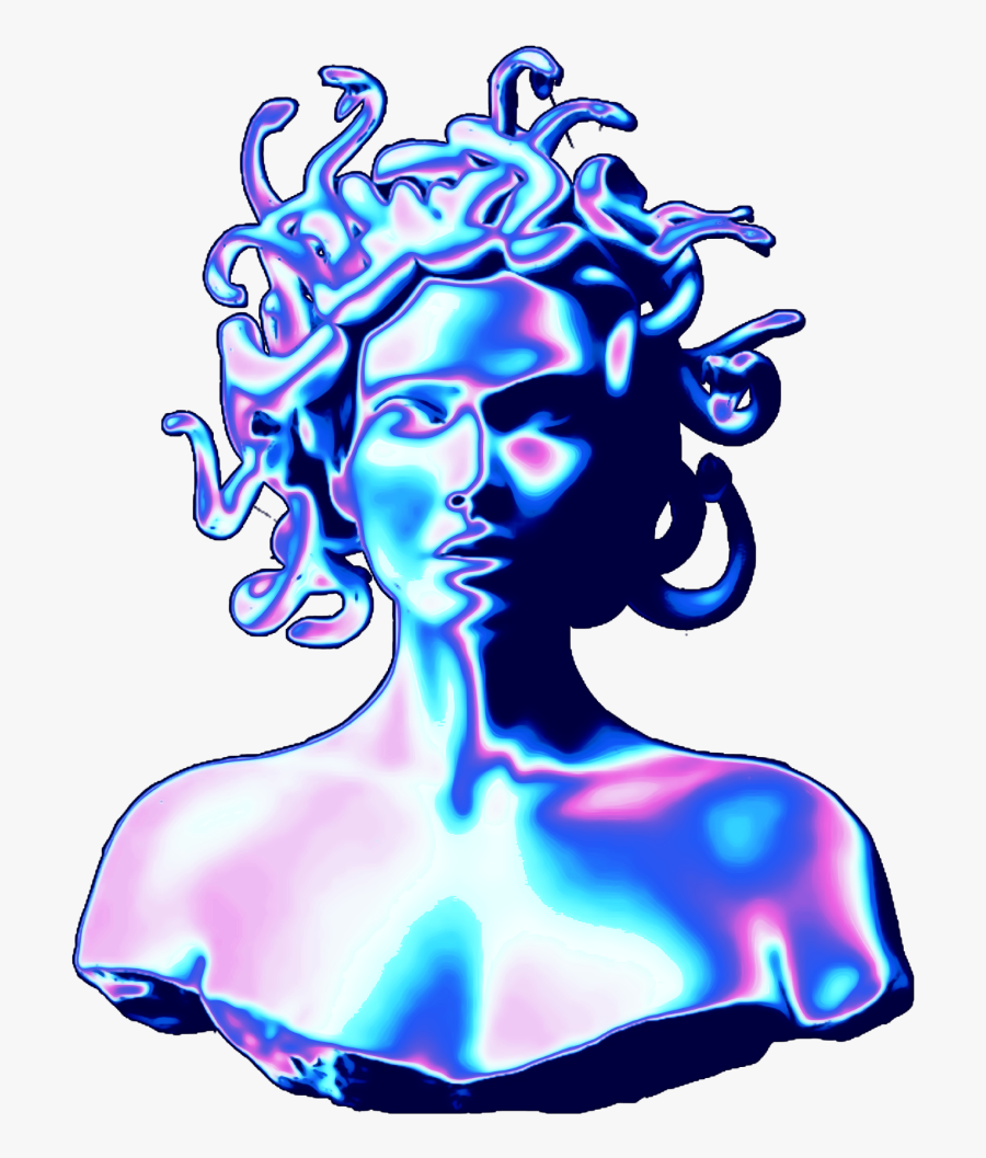 #holo #holodescence #medusa #sculpture #roman #greek - Medusa Vaporwave, Transparent Clipart
