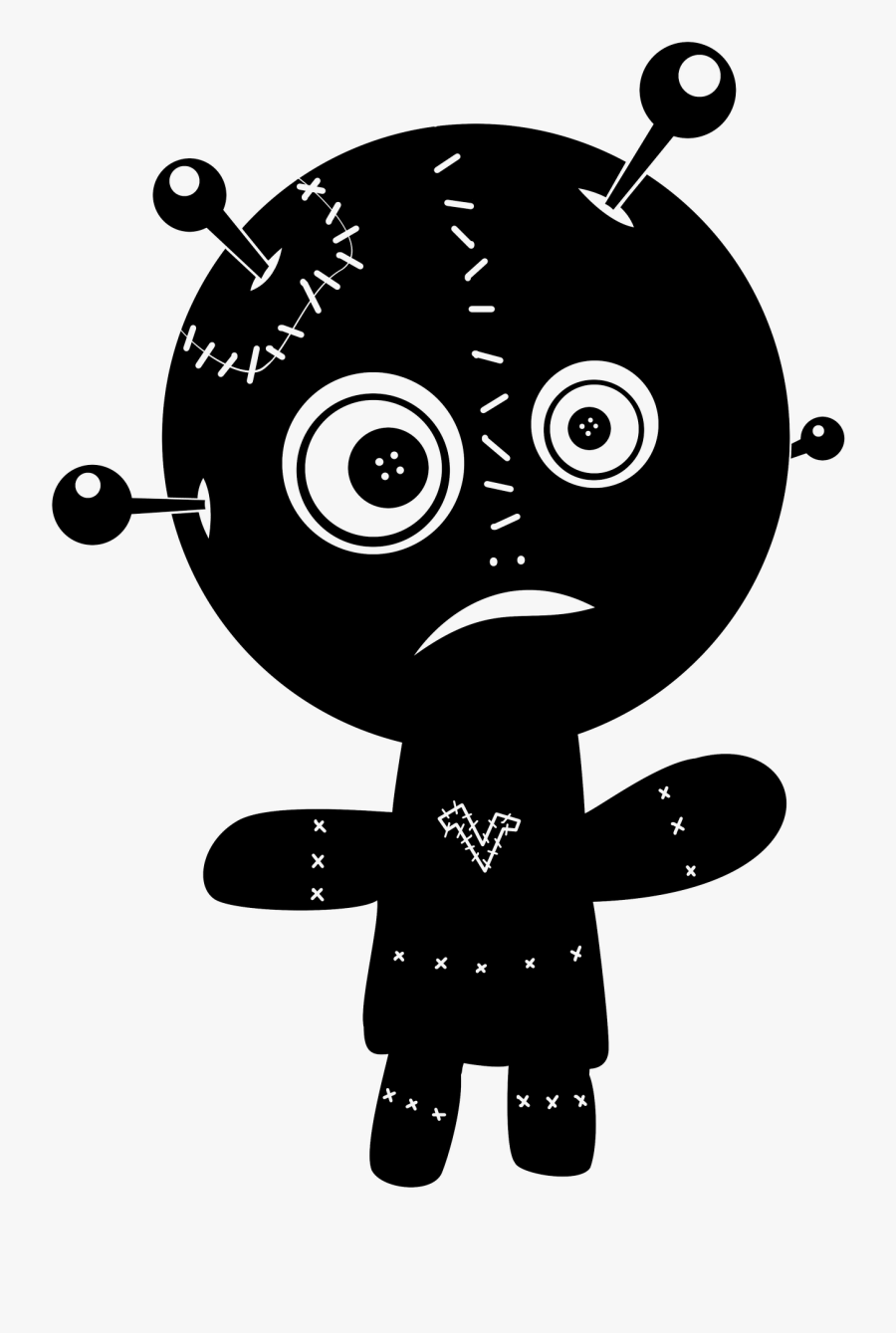 Black Cartoon Voodoo Doll, Transparent Clipart