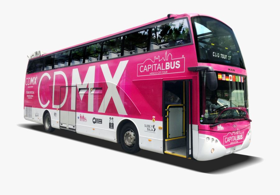 Tourist Clipart Open Top Bus - Transparent Background Pink Bus, Transparent Clipart