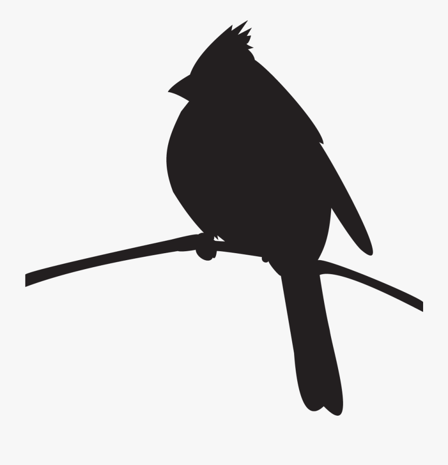 Cardinal On A Branch Silhouette, Transparent Clipart