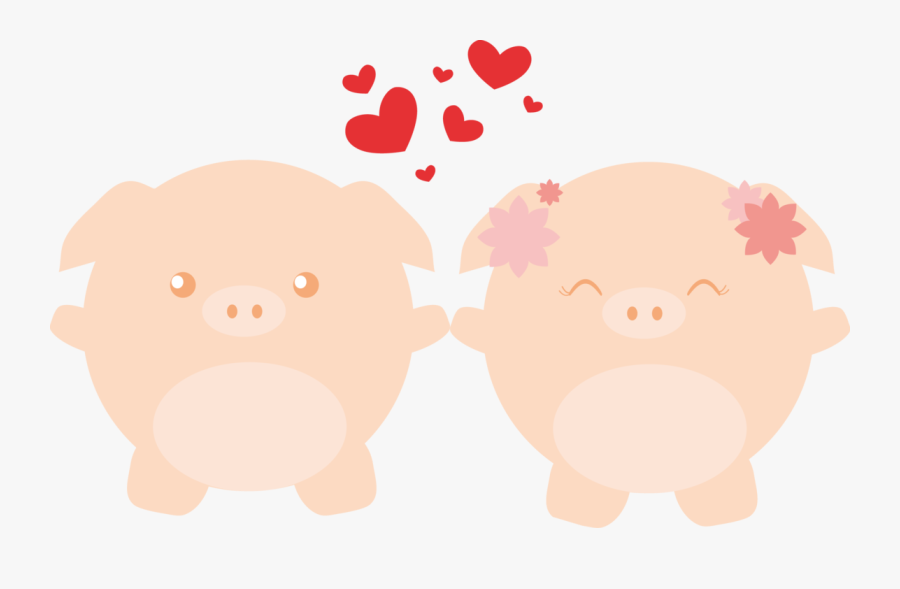 Little Pigs In - Cute Pigs In Love, Transparent Clipart