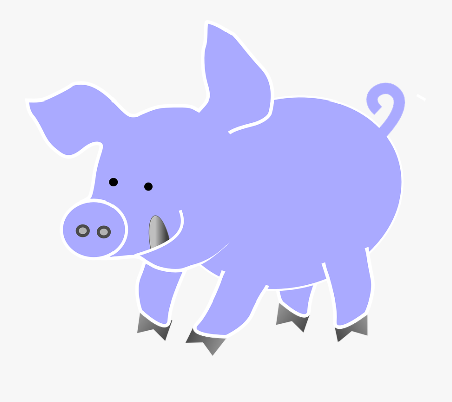 Pig, Animal, Farm, Cute, Tongue, Blue, Grey, Tail - Cute Blue Pig, Transparent Clipart
