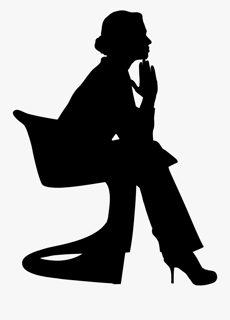 Woman Thinking Silhouette , Png Download - Sitting On Sofa Silhouette, Transparent Clipart