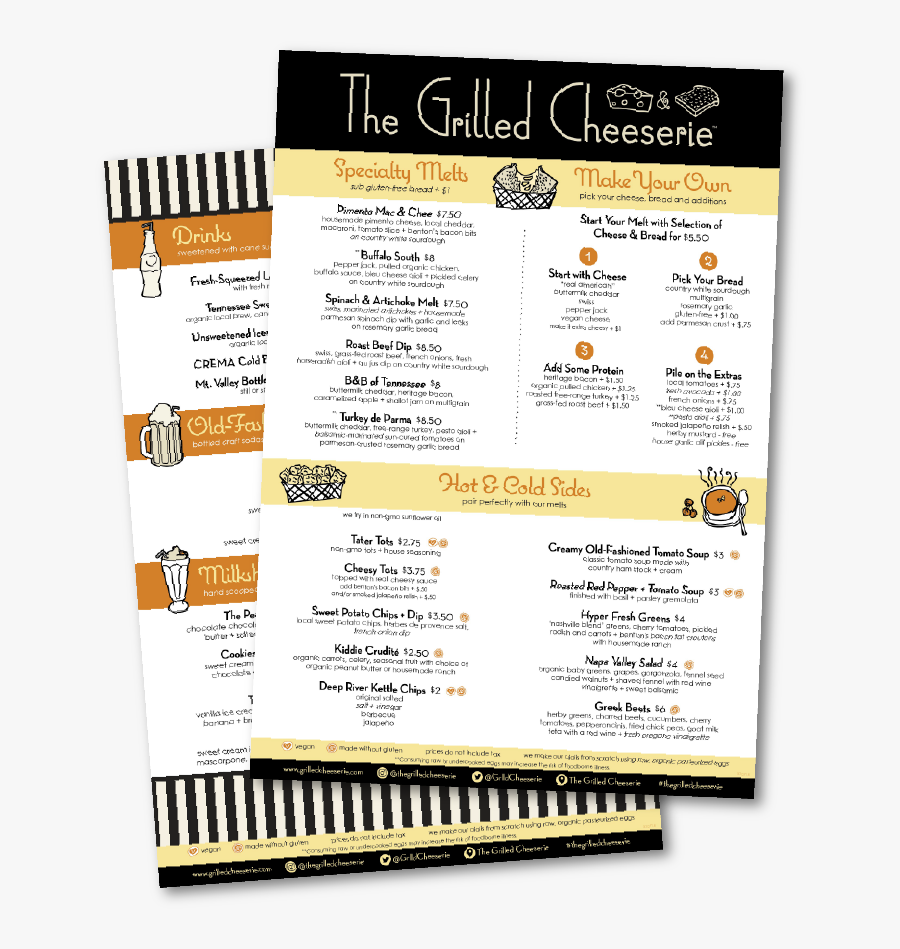 Shop Menu - Grilled Cheese Food Trucks Menus, Transparent Clipart