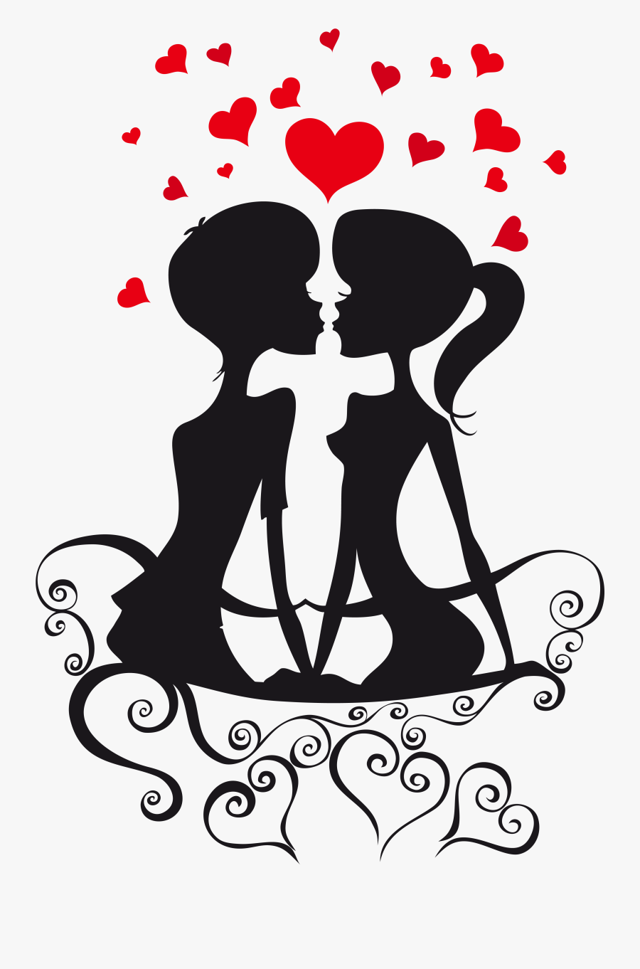 Love Couple Silhouettes On - Couples Vector, Transparent Clipart
