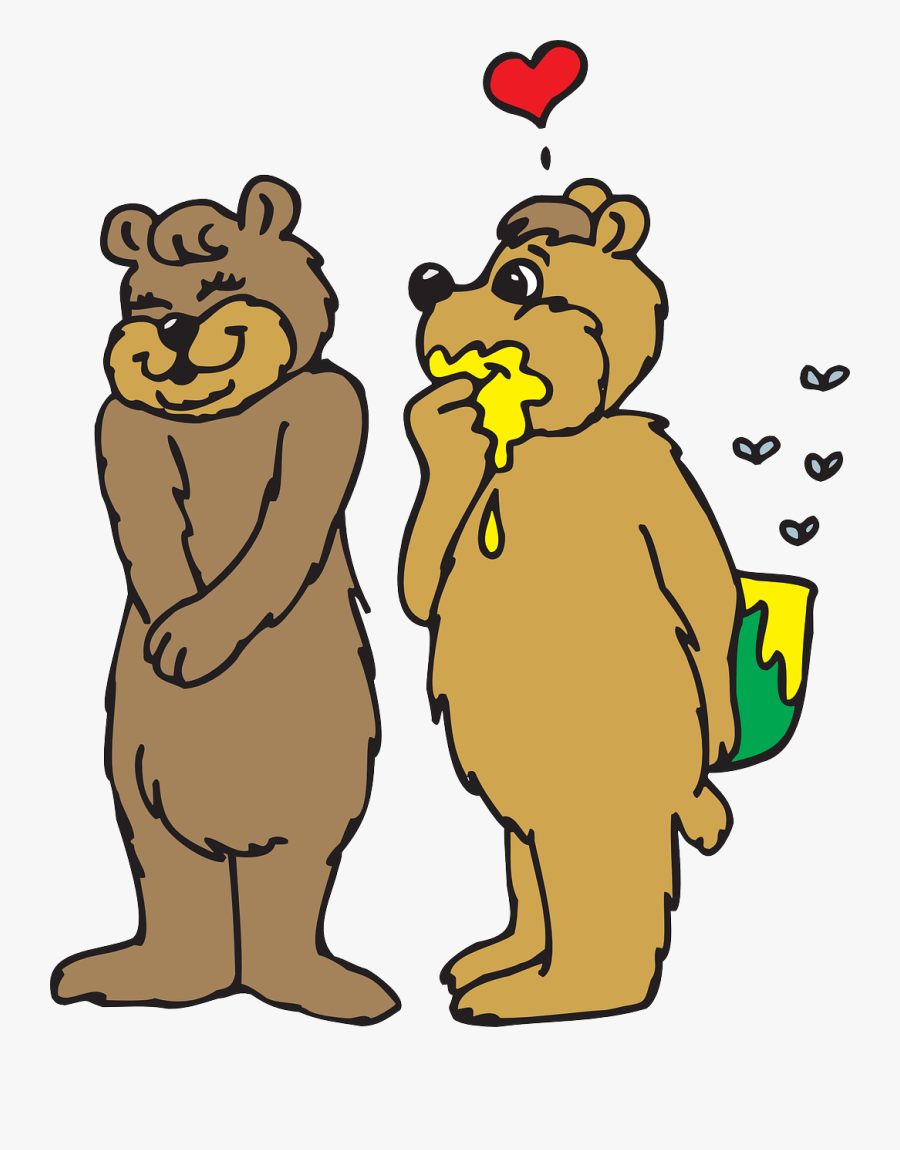 Honey Heart Love Bears Romance Romantic Valentine - Bear And Honey, Transparent Clipart