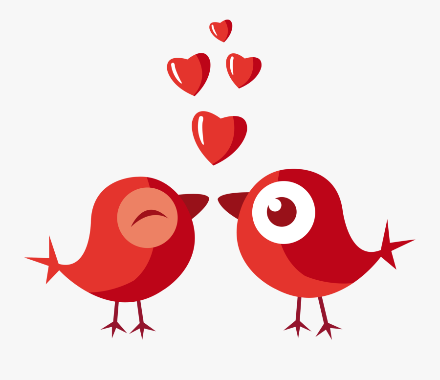 Love Valentines Day Romance Wallpaper - Valentines Day Love Birds, Transparent Clipart