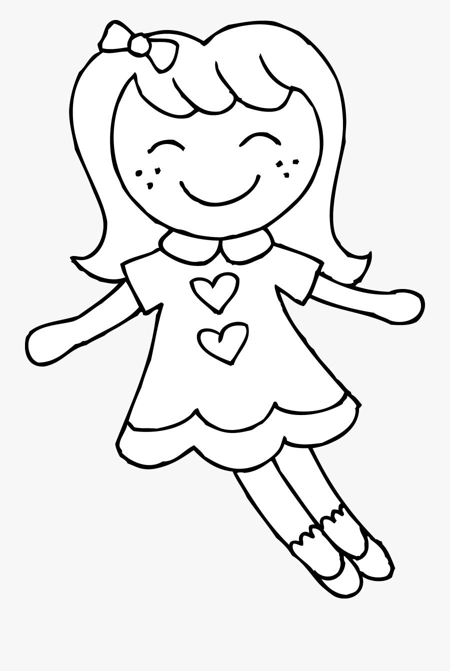 Coloring Clipart Doll - Doll Clipart Black And White, Transparent Clipart