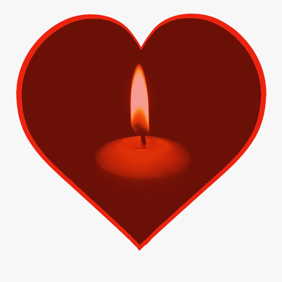 Christmas Candle In Heart - Heart, Transparent Clipart