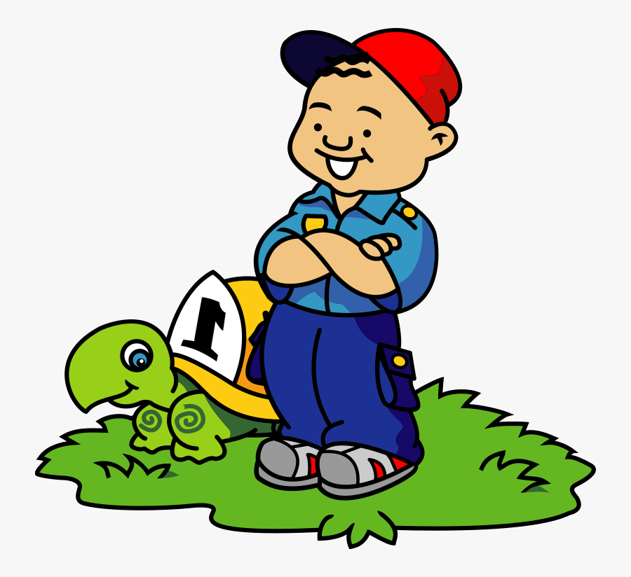 Boy And Turtle Clip Art From The Openclipart - Fire Safety For Kids, Transparent Clipart
