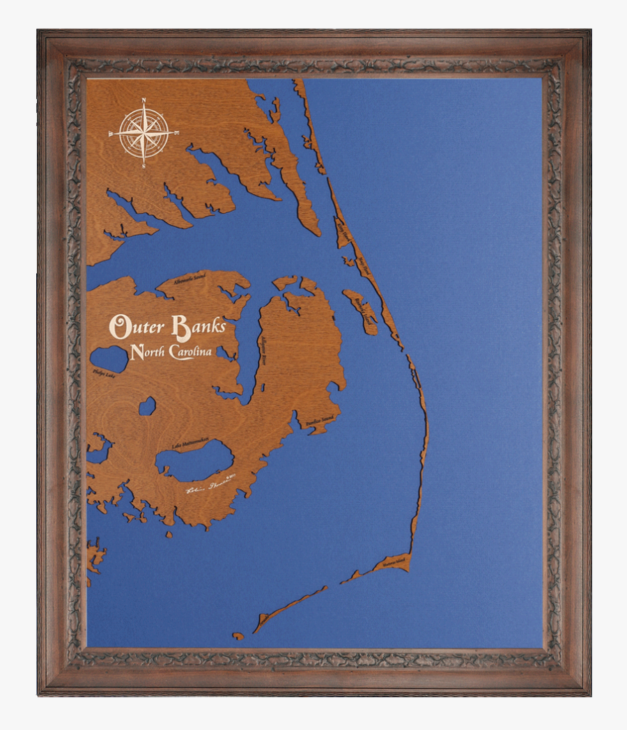 Custom Crafted Silhouettes Engraved Wood Lake Maps - Picture Frame, Transparent Clipart
