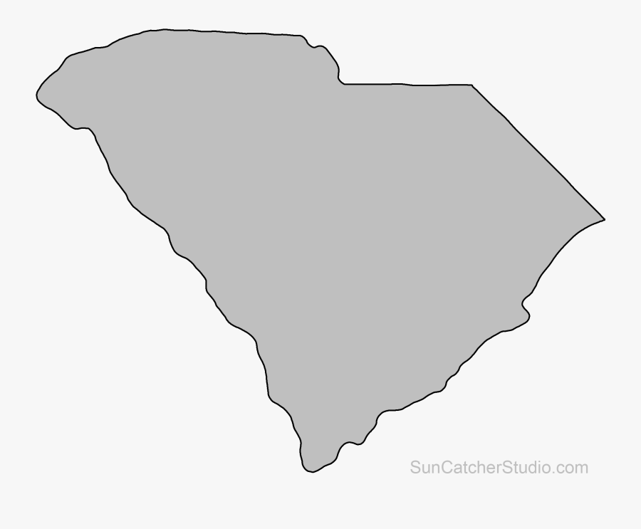 South Carolina Map Outline Printable State Shape Stencil - South Carolina State No Background, Transparent Clipart