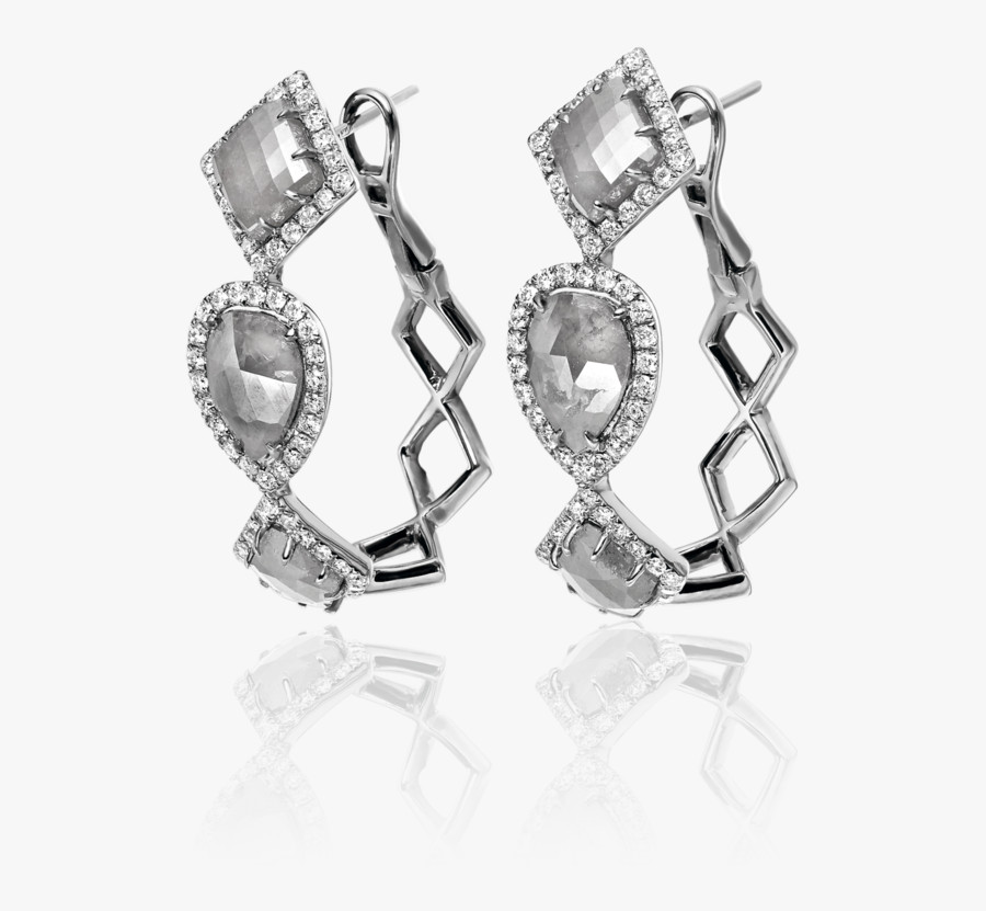 Clipart Black And White Library Saqqara Grey Hoop Earrings - Earrings, Transparent Clipart