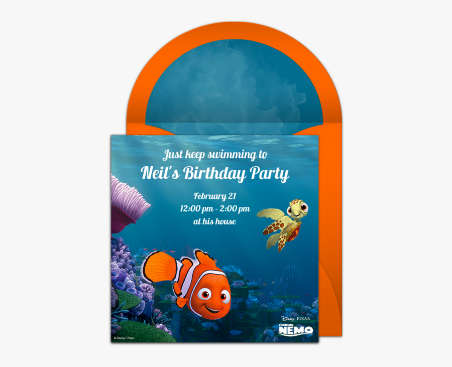 Clip Art Free Online Invitation Punchbowl - Finding Nemo Birthday Invite, Transparent Clipart