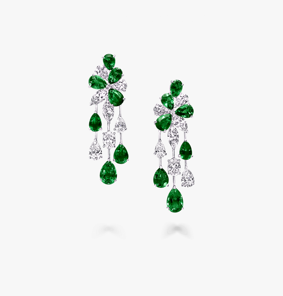 Clip Art Emerald And Diamond Earrings - Emerald Diamond Graff Earrings, Transparent Clipart