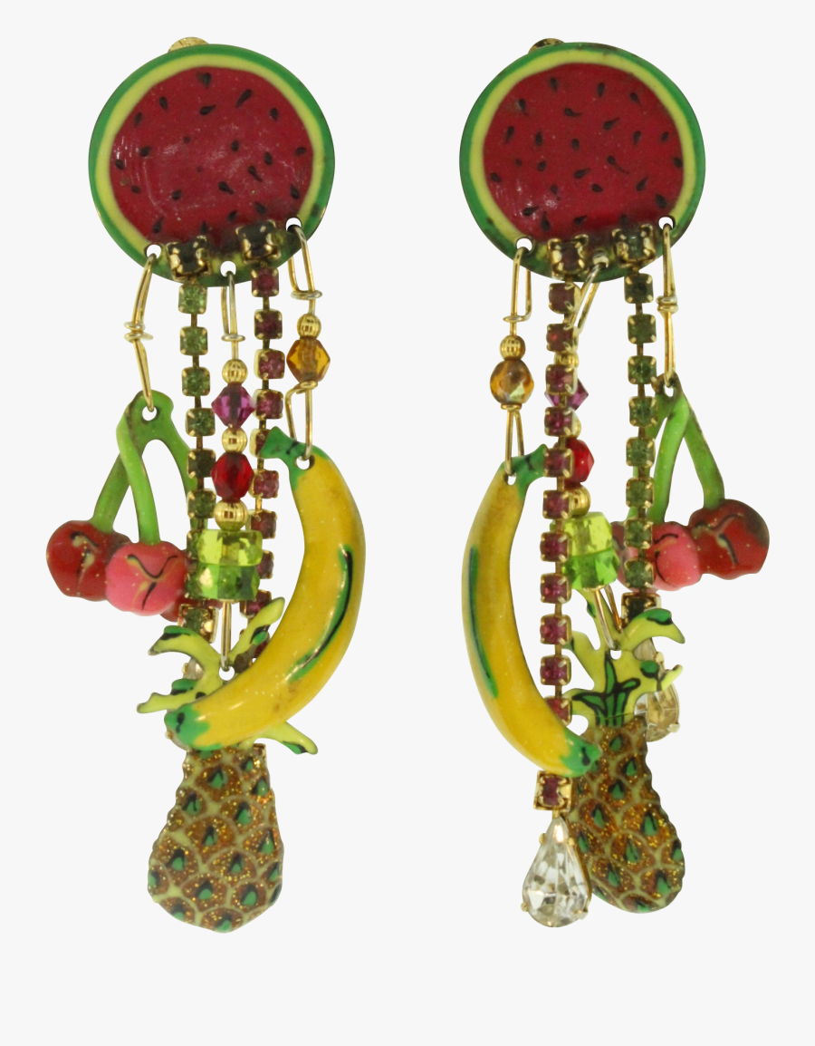 Vtg 90"s Lunch At The Ritz Latr Fresh Fruit Dangle - Earrings, Transparent Clipart
