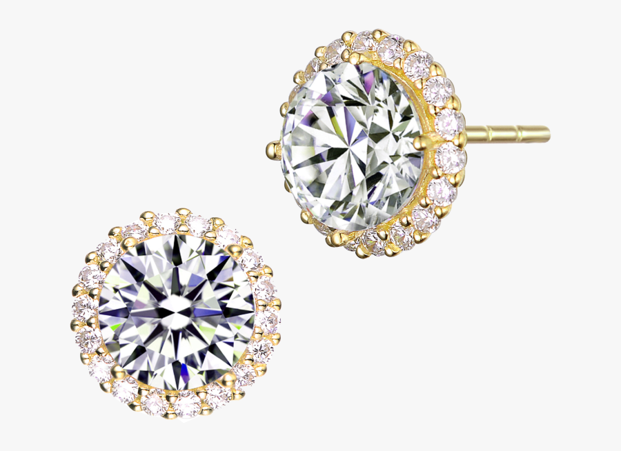 Transparent Diamond Earring Clipart - Gold, Transparent Clipart