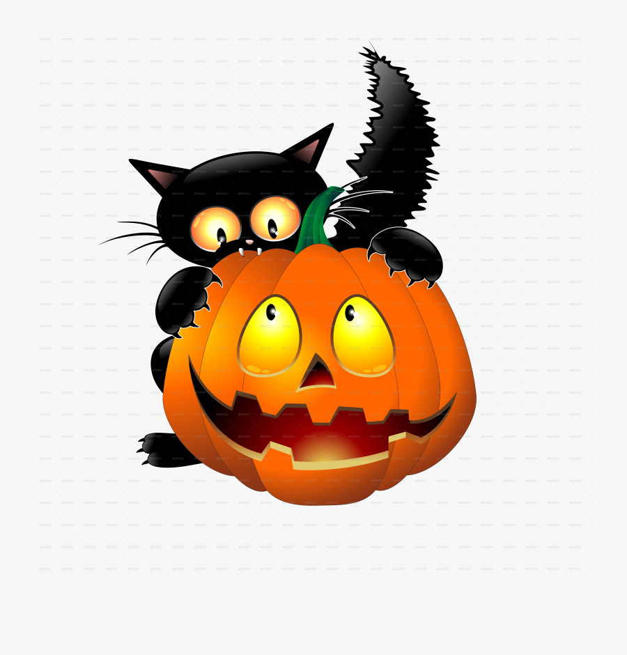 Halloween Cartoon Pictures Empowermephoto - Pumpkin And Cat Clipart, Transparent Clipart