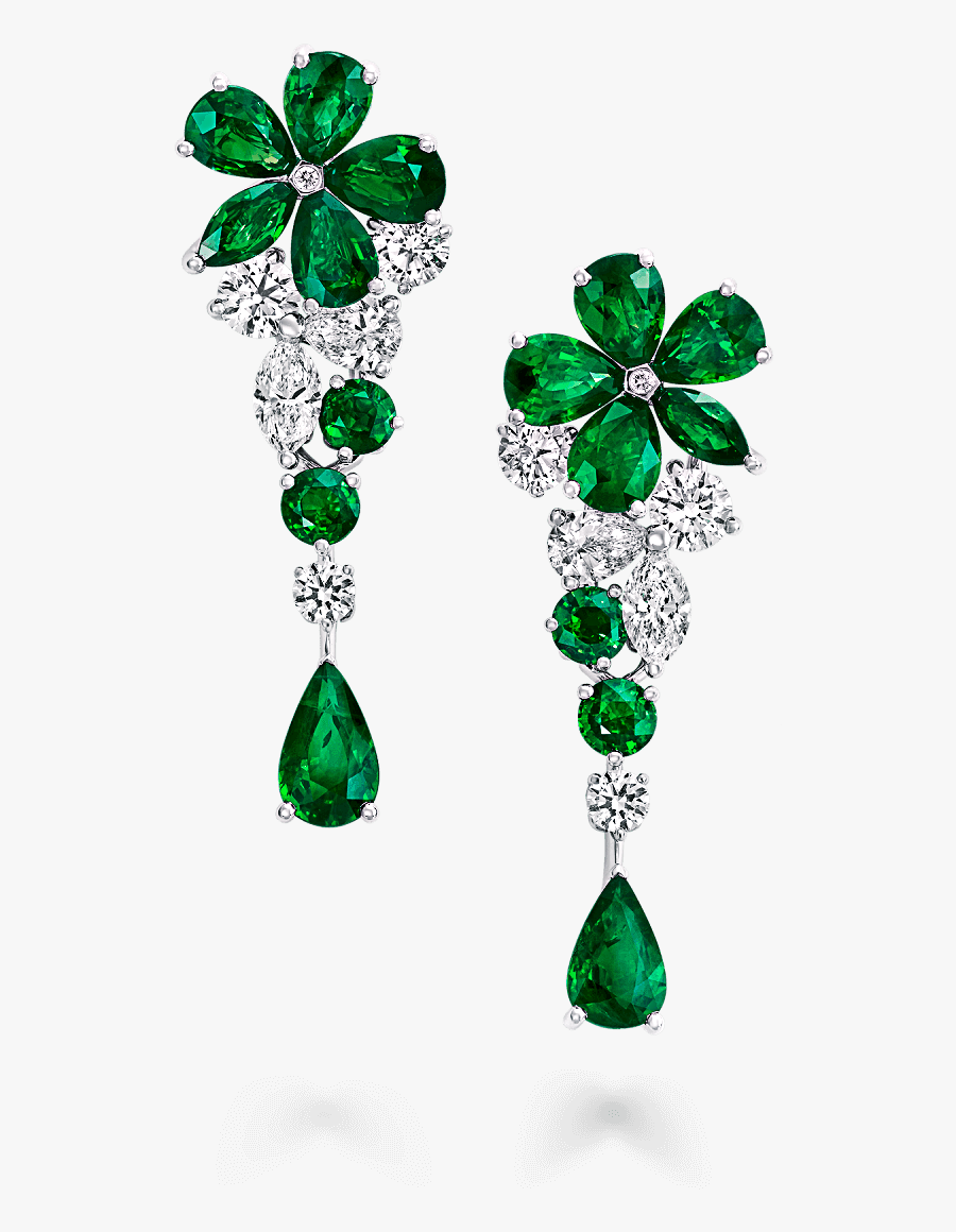 Clip Art Single Earrings Emerald And - Graff Diamonds Emerald Earrings, Transparent Clipart