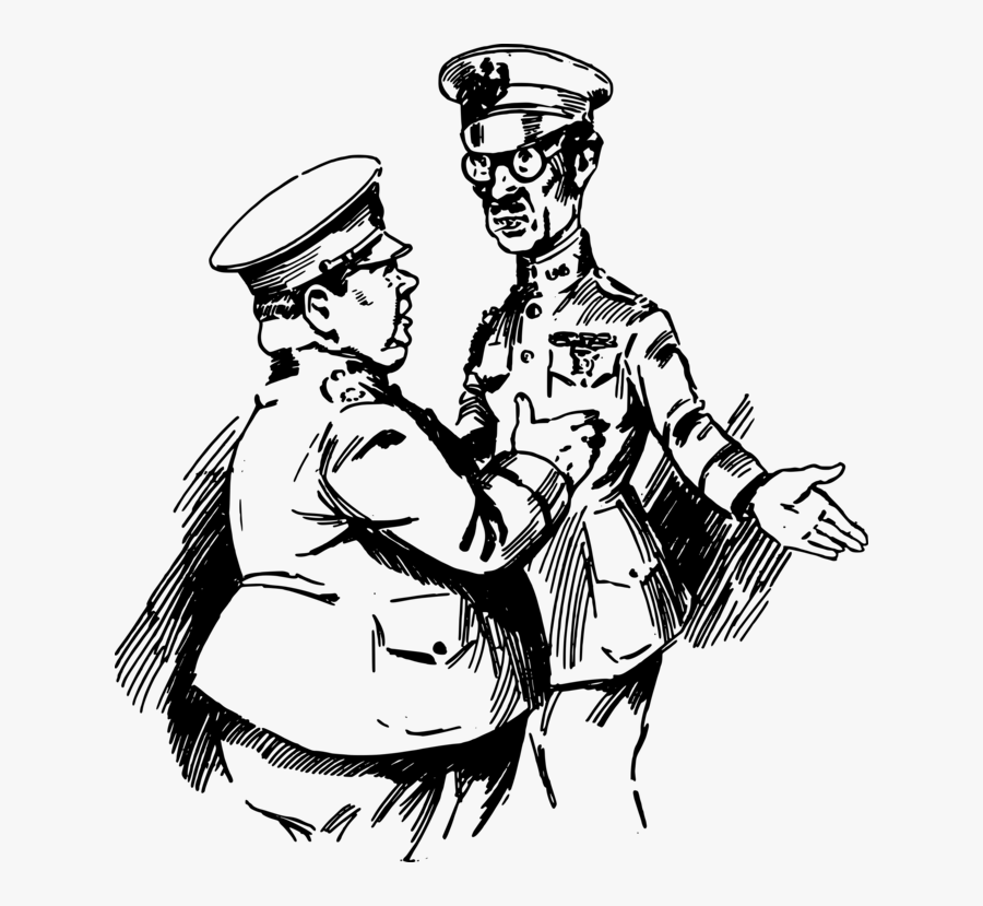 Line Art,art,blackandwhite - Two Soldiers Talking Cartoon, Transparent Clipart