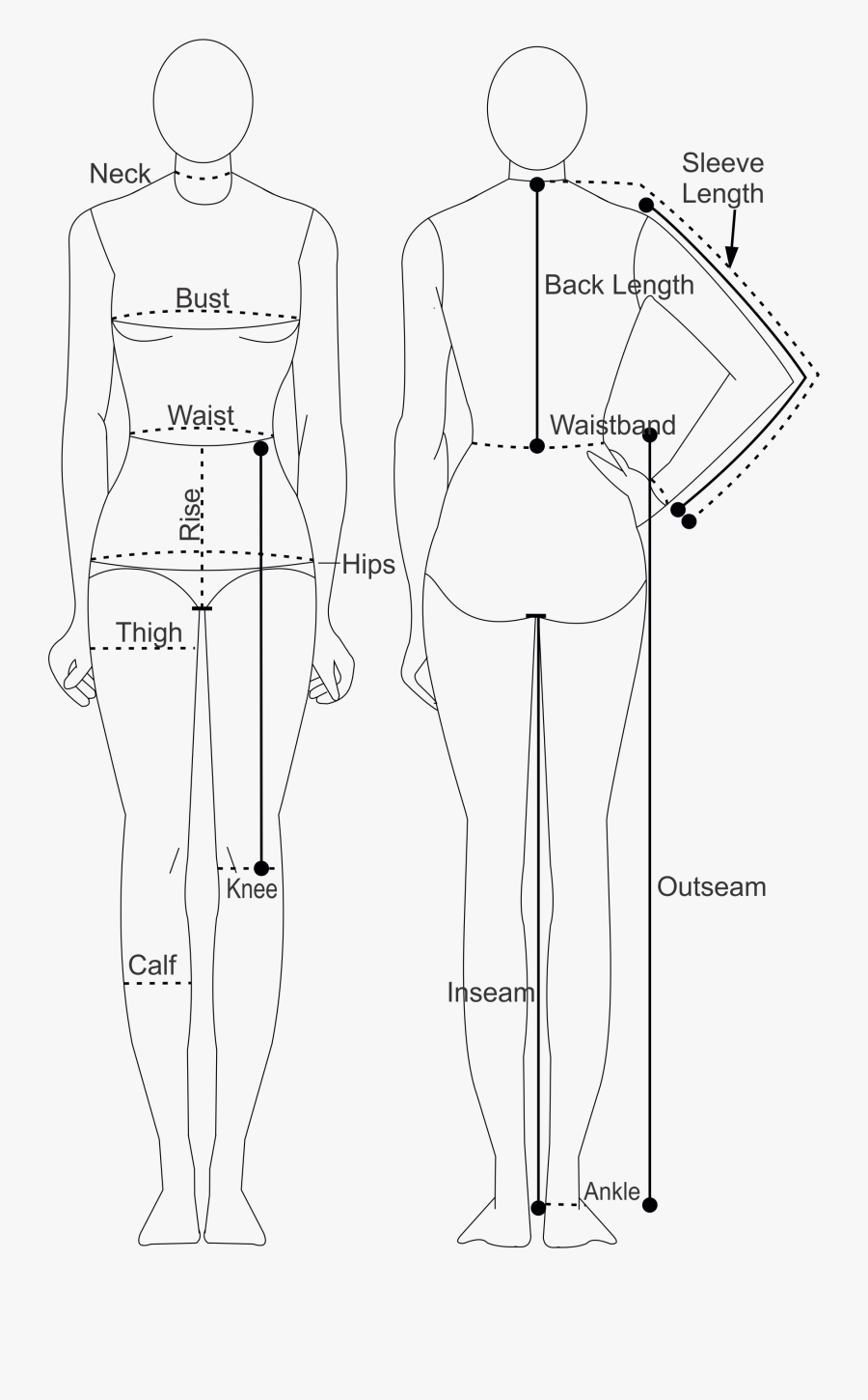 Transparent Female Body Clipart - Line Art, Transparent Clipart