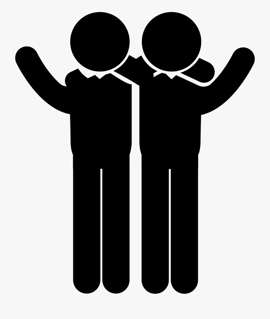 Two Men Side By Side In A Hug With Raised Arms Svg - Transparent Background Friends Png, Transparent Clipart