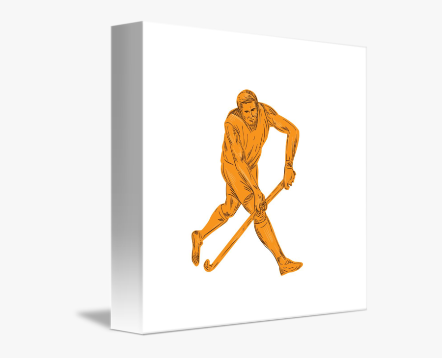 Field Hockey Player Running With Stick Drawing - Floor Hockey, Transparent Clipart