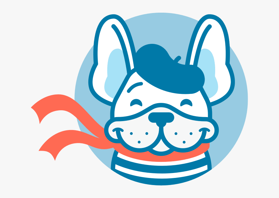 Oui Mascot - French Bulldog With Beret Clipart, Transparent Clipart