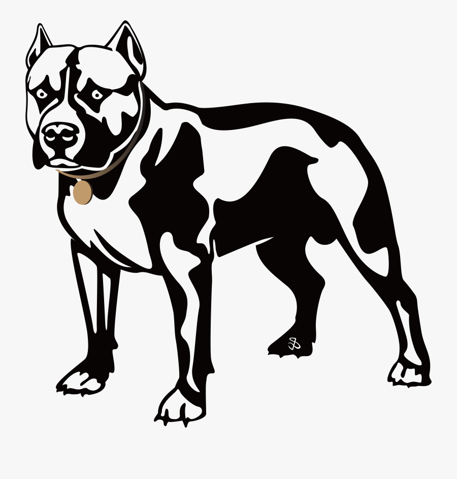 American Pit Bull Terrier Bulldog Boxer Clip Art - Pitbull Clipart Black And White, Transparent Clipart