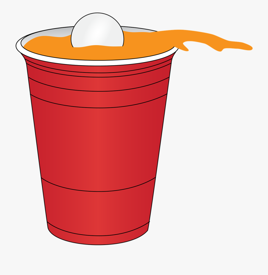 Beer, Pong, Red, Solo, Cup, Plastic, Game, Fun, Party - Cartoon Beer Pong Cup, Transparent Clipart