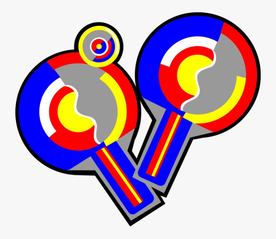 Vector Illustration Of Ping Pong Table Tennis Rackets - Circle, Transparent Clipart
