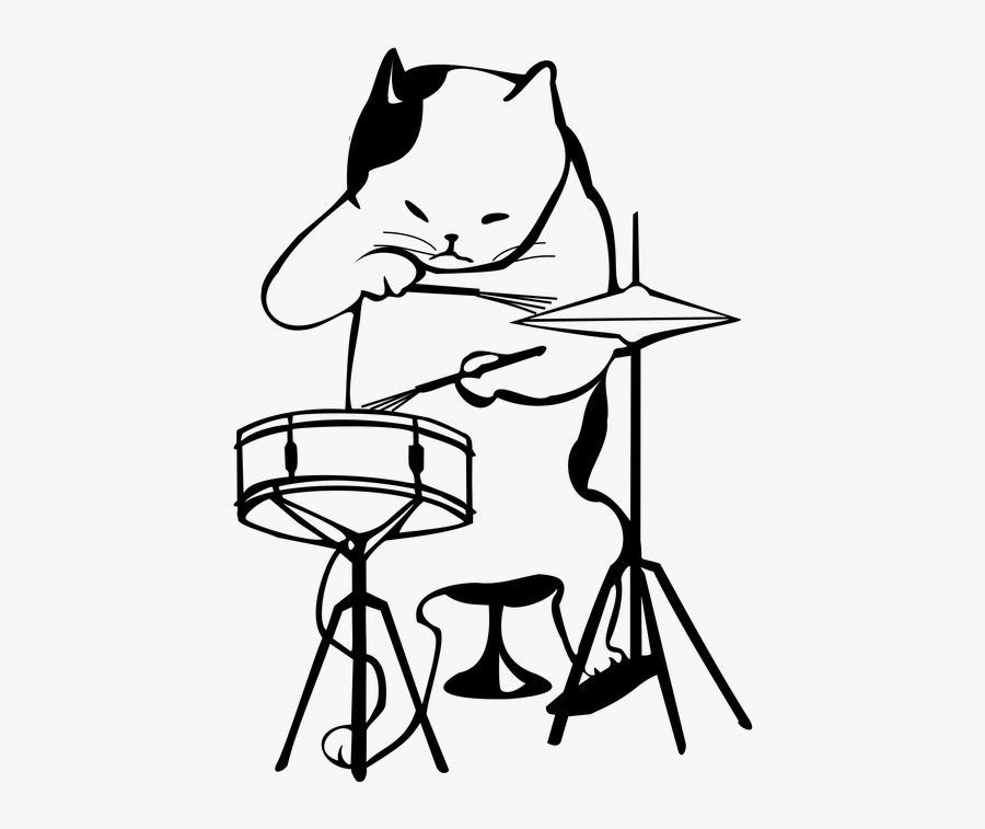 Drum 1287910 - Cat Playing Drums, Transparent Clipart