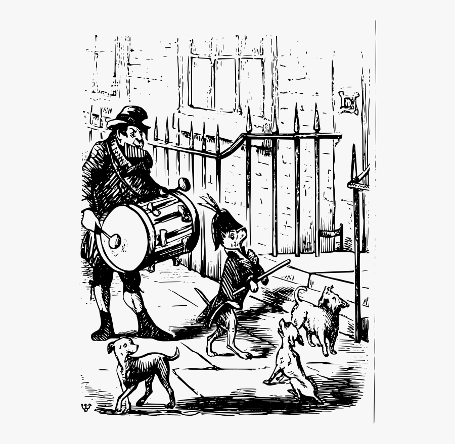 Drummer With Dancing Dogs Picture Transparent Stock - Illustration, Transparent Clipart