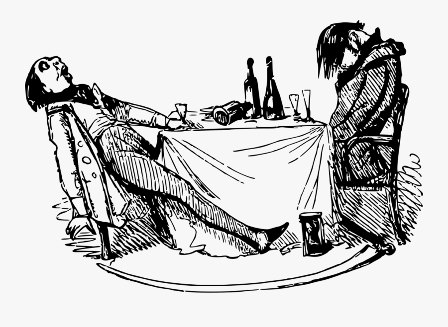 Drunken Men - Drawing Of Men Drinking Alcohol, Transparent Clipart