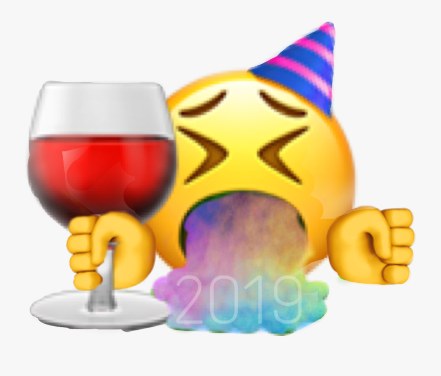 #happy2019 #love #vomit #party #emoji #cheering #drunk - Champagne Stemware, Transparent Clipart