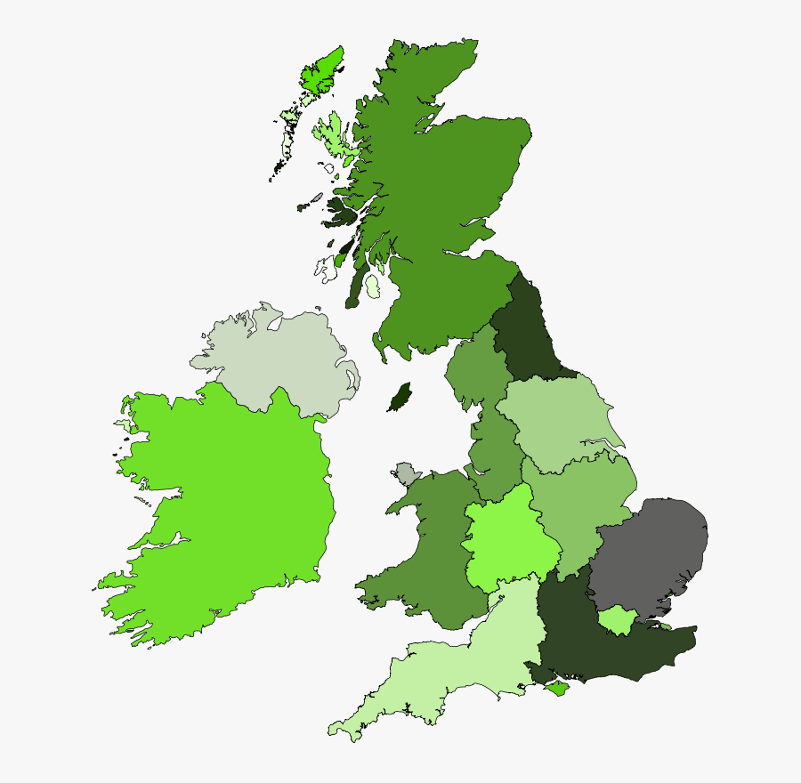 Uk And Ireland - Uk Map Region Vector, Transparent Clipart