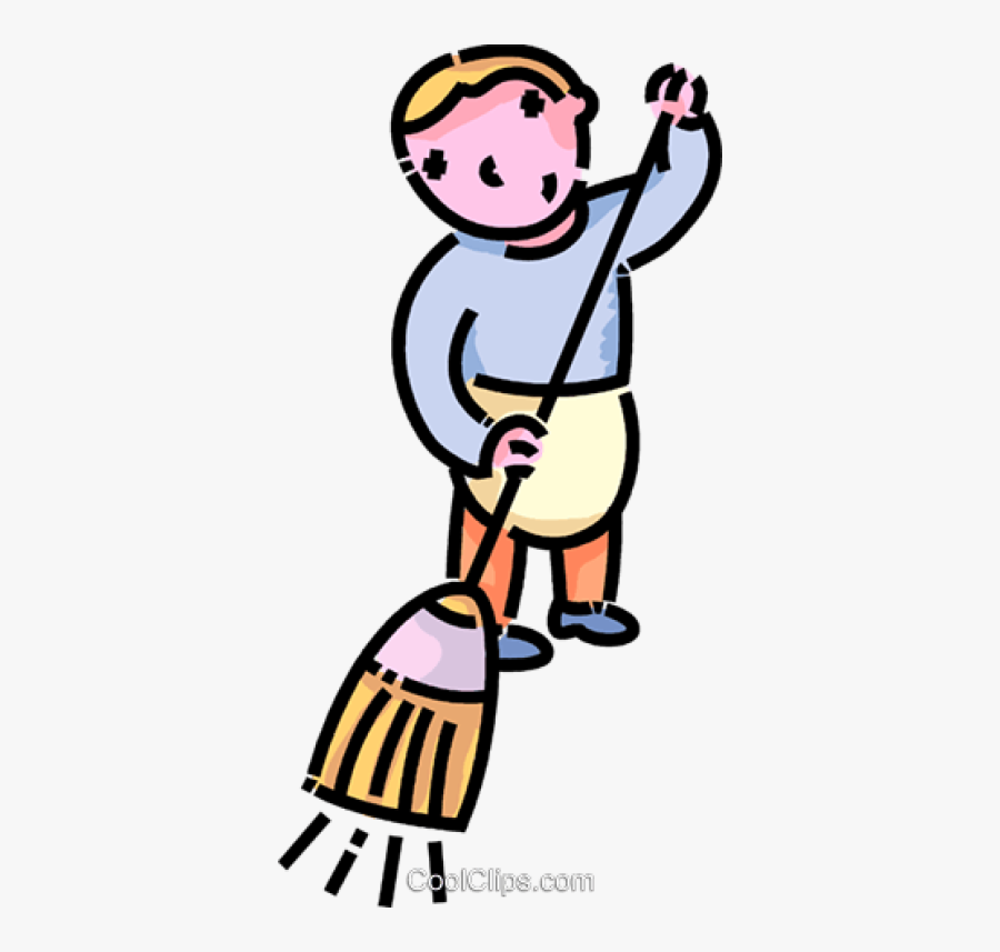Boy Sweeping The Floor, Transparent Clipart