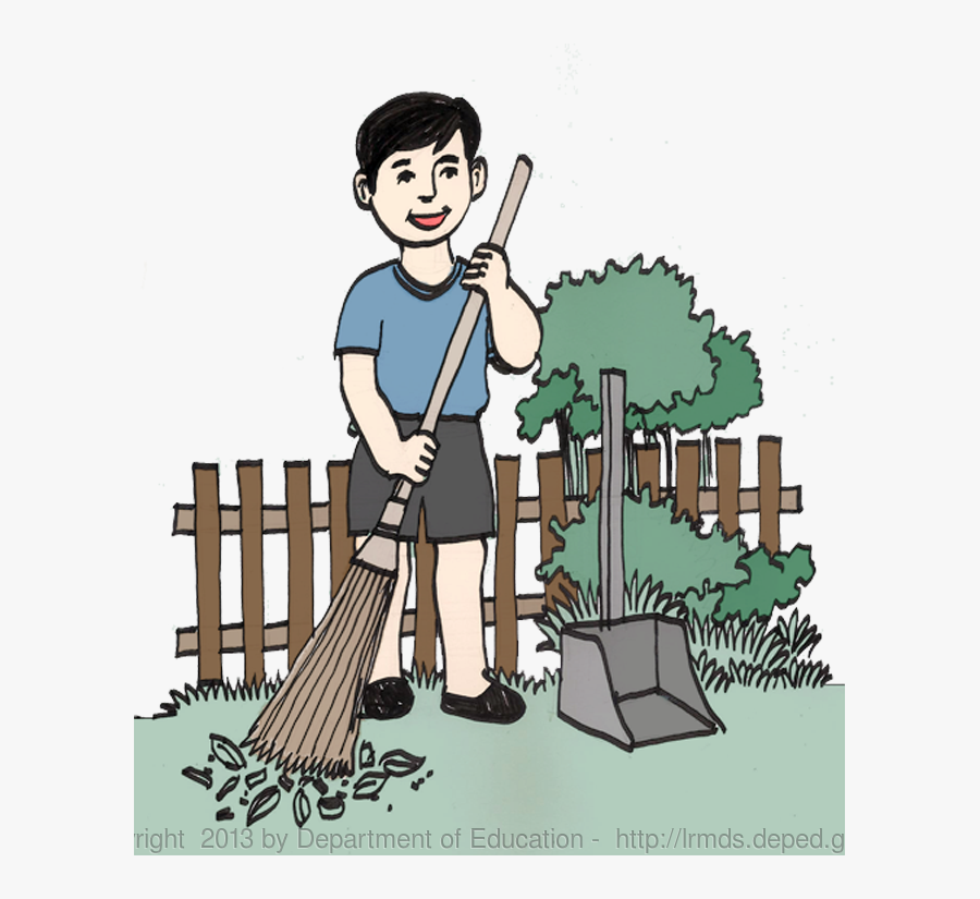 Floor Clipart Sweep - Boy Sweeping The Yard, Transparent Clipart