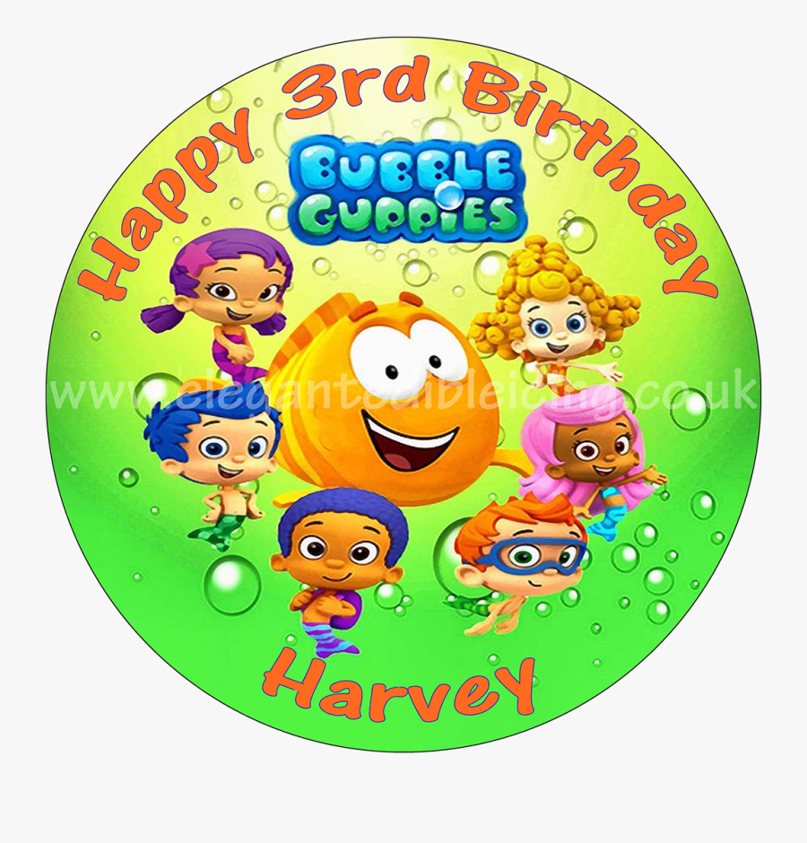 Bubble Guppies Green Personalised Edible Round Cake - Butterbean's Cafe Round Edible, Transparent Clipart