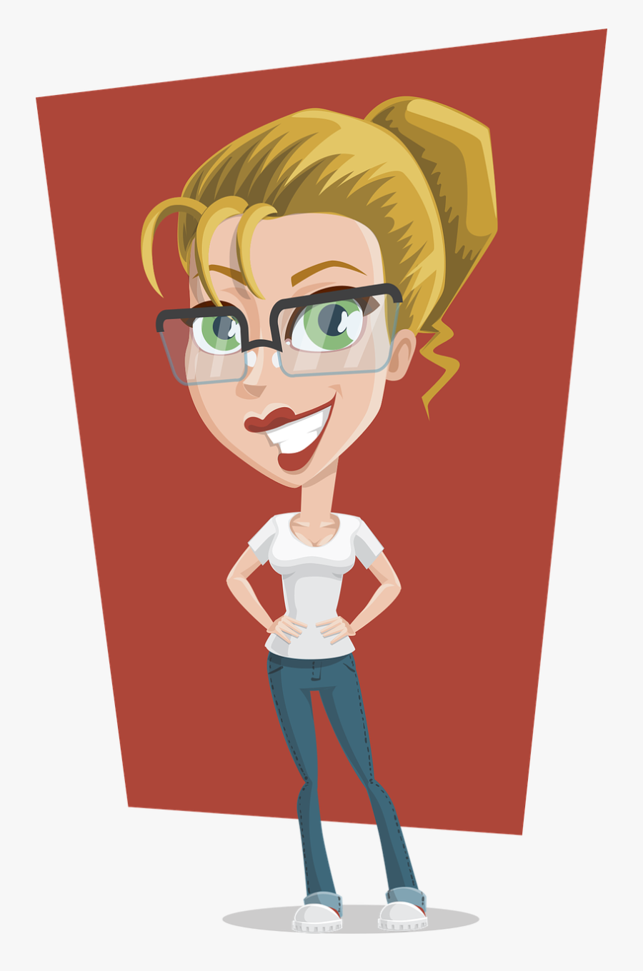 Animated Character Blond With Glasses, Transparent Clipart