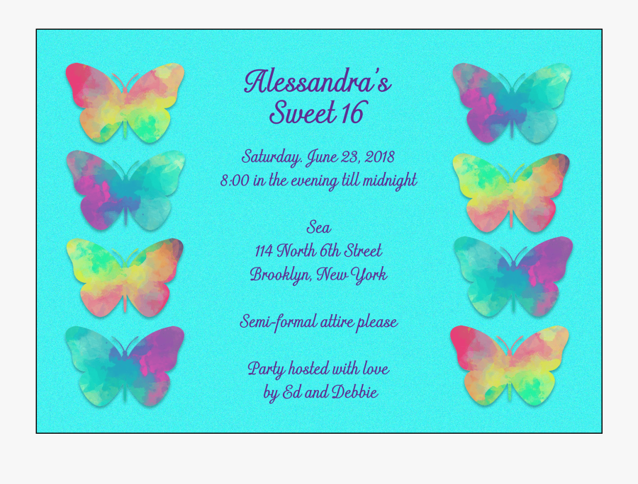 Clip Art Butterfly Invitation Template - Papilio, Transparent Clipart