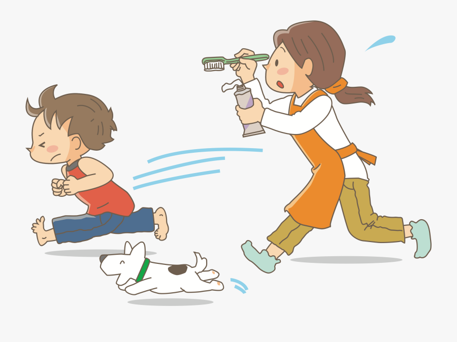 Picture Black And White Stock Someone Brushing Their - Mother Son Brushing Teeth Cartoon, Transparent Clipart