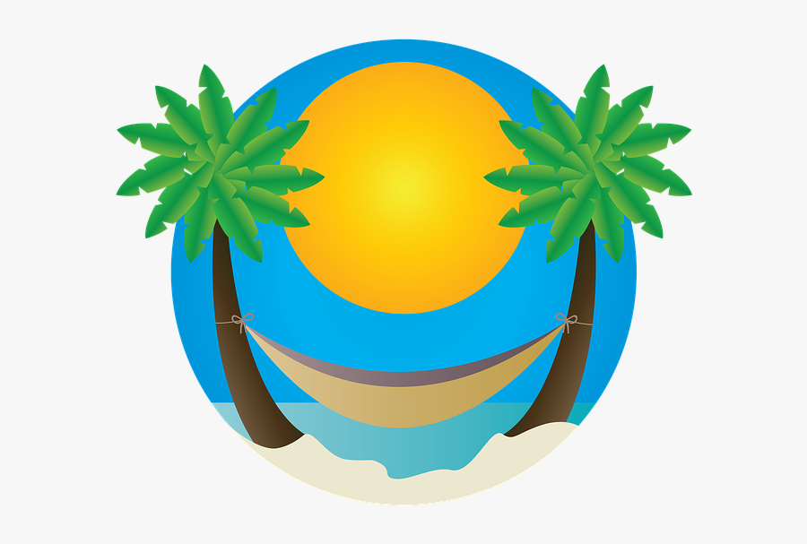Beach Palm Trees Hammock Landscape Vacation Summer - Playa Png, Transparent Clipart