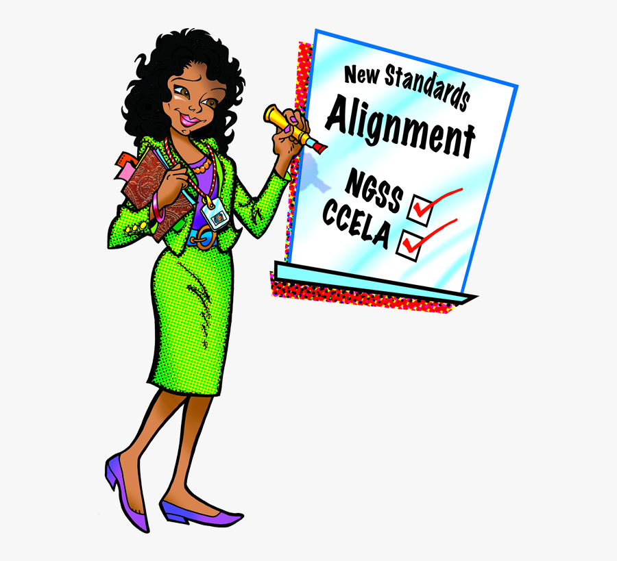 A Teacher In Front Of A Board - Cartoon Middle School Teacher, Transparent Clipart