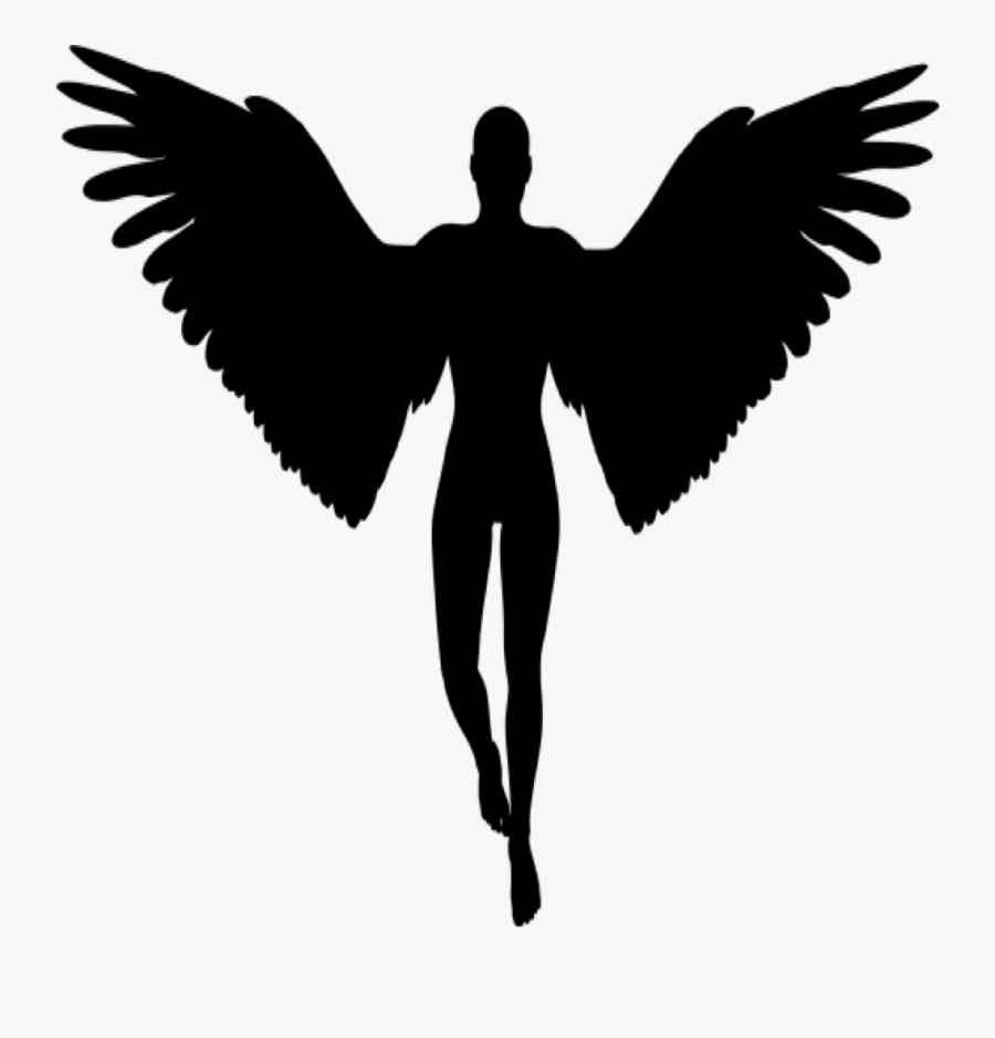 #shadow #silhouette #black #angel #wings #freetoedit - Angel Silhouette Png, Transparent Clipart
