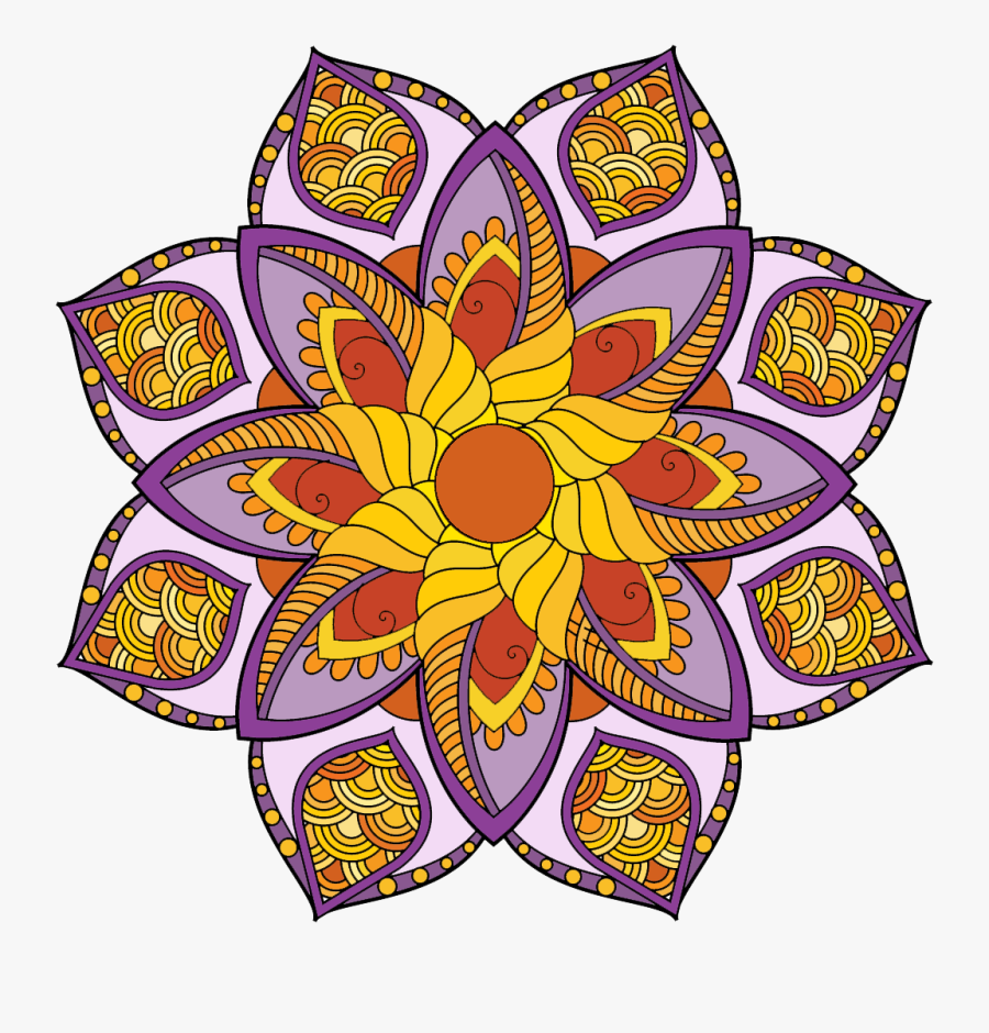 Colorful Flower Coloring Pages Component - Mandala Bojanka, Transparent Clipart