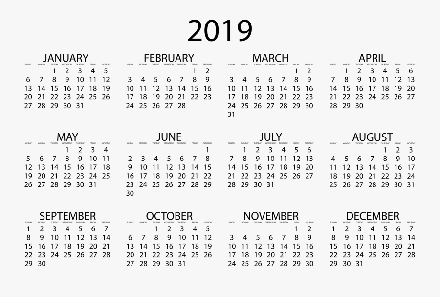 Clip Art 2019 Yearly Calendar Template - September 2019 Japan Calendar, Transparent Clipart