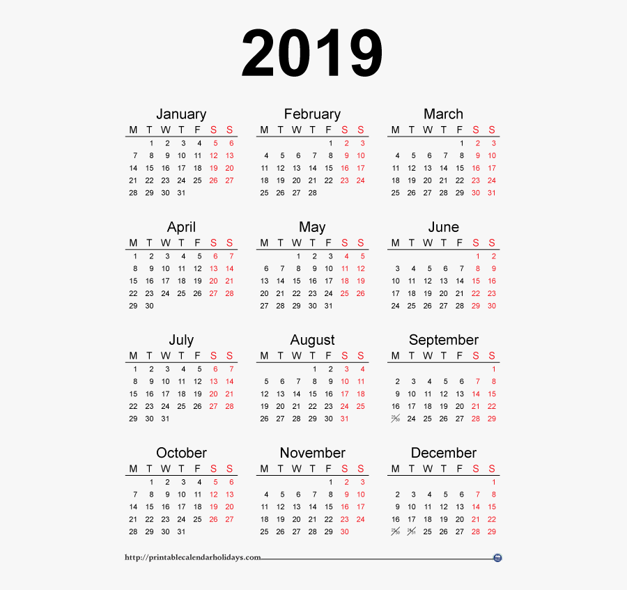 Thursday Clipart Calendar Outline - Calendar With Week Numbers 2019, Transparent Clipart