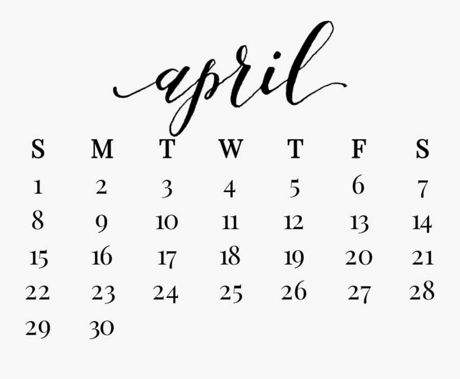 Clip Art April Month Color - Transparent Background July 2019 Calendar Png, Transparent Clipart