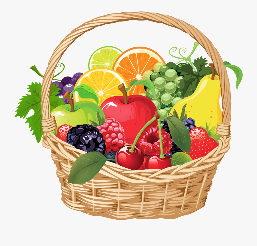 Transparent Fruits And Vegetables Clipart - Fruit Basket Vector Png, Transparent Clipart